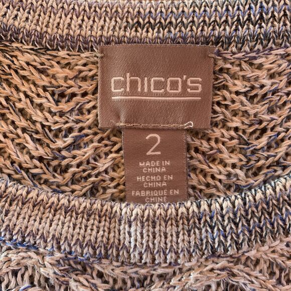 Chico’s Size 2 Blue Chevron Sweater Tunic Long Tall Women’s 8/10 Soft Cozy - Picture 2 of 9